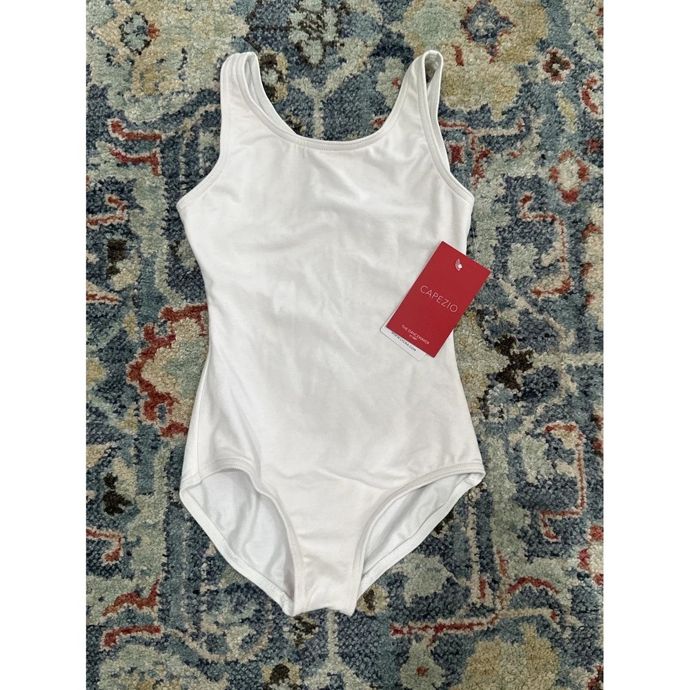 Capezio Tank Leotard Girls Intermediate Fits 5-6 Yrs White Ballet CC201C NWT